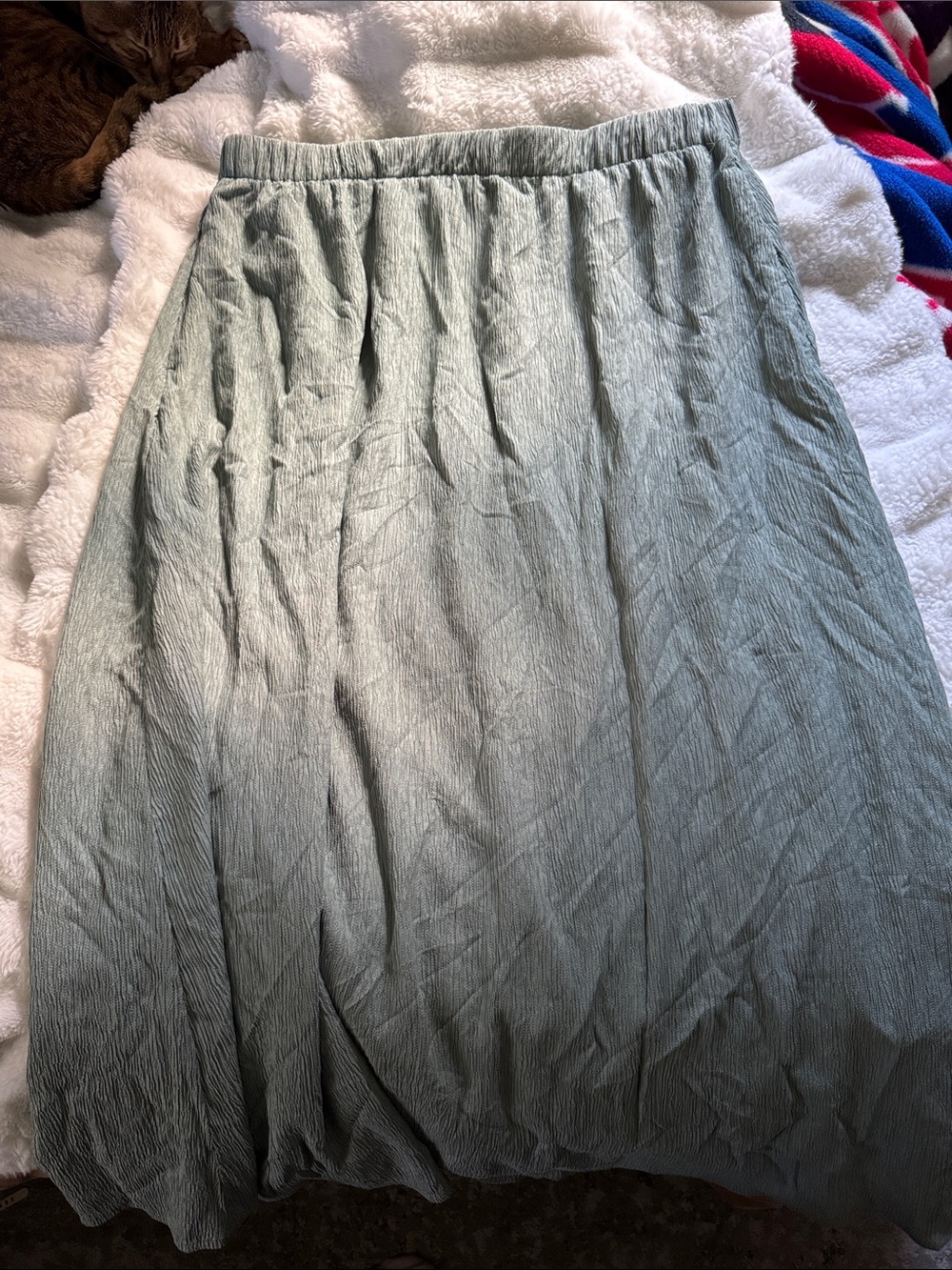 Abercrombie & Fitch Sage Green Pleated Maxi Skirt